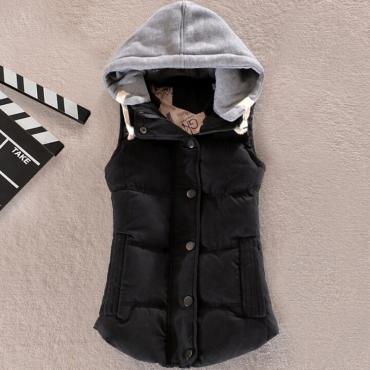 fionto Damen Winter Weste auf Baumwolle lässig Temperament slim Weste Mantel Verhüllten Winter warme Jacke und oberbekl