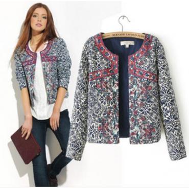 neue europäische und Amerikanische Stil ausdrucken Blau und Weiss um den Hals an Damen Mantel für Damen