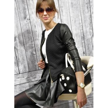 neue Damen pu Leder Lady casual chic Stil lange Ärmel Top Bluse Parka Mantel