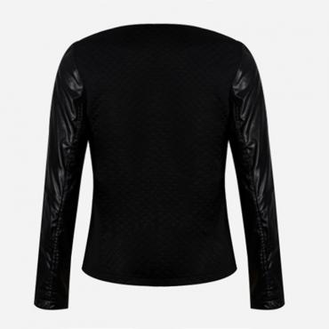 Damen pu Leder casual chic Stilvolles Top lange Ärmel Outwear Parka Jacke lxz02 Mantel reißverschluss Patchwork