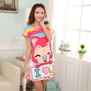 c73 Versandkosten neue Damen Kleider Kleidung Pyjama Polka Dot Nachtwäsche kurze Ärmel Sleepshirt