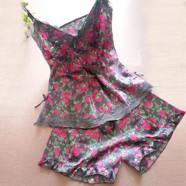 sexy Damen Schlafen trage Pyjama Schlafen tief geSetzt v Hals Spaghetti sexy Shorts Pyjama zu Hause Kleidung tragen