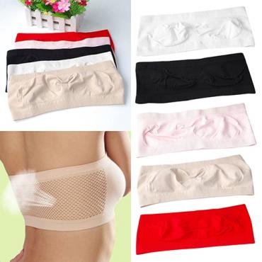 Damen weichen Nahtlose Schulterfreies Top Weste atmungsaktiven Sport BHs Bandeau Brust 6rr8