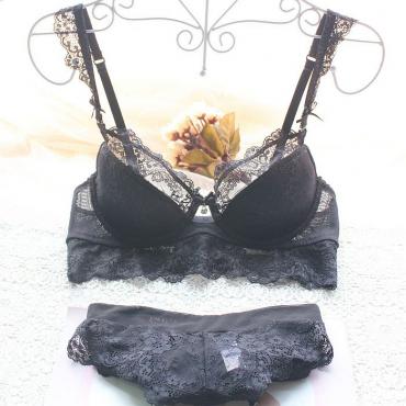 Mode Transparente sexy Büstenhaltersatz plus Size Damen Gaze Stickereien ultra thin Unterwäsche Set Spitzen BH