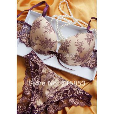 berühmte Marke sexy high quality Print Büstenhaltersatz Seide und Satin Damen Treiben Spitzen groß Unterwäsche Bogen BH