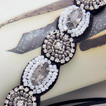 Mode retro Stil Damen Haargummi Crystal Strass Grauen Perlen des Hair Metal