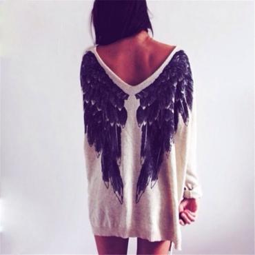 neue warme Strickjacke persönlichkeit flügel Pullover i q Gelegenheits Kleid mit Damen Pullover Mode Pullover