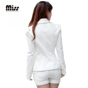 Miss Damen Weisser Blazer smoking an Grossen Bogen slim offizielle Amt Anzüge Dünne Arbeiten Jacke plus Size Blazer