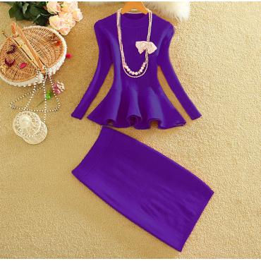 Alpha Winter Damen Mode 2PCs Rock passt zu Verstimmen Saum slim Stricken Blusen Tops und schritt Rock Setzt Damen 2PCs