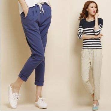 im Sommer Mode aus haren neun elastischen Bund Hose alle Match Locker Pantalon Süssigkeiten Farbigen Damen