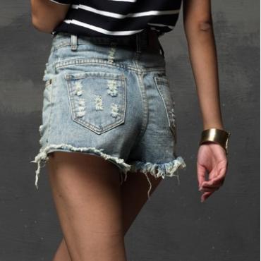 Mode Sommer Damen neue hohe Taille kurze Jeans ausgefranstes loch weiblicher super cool Shorts Versandkosten xs
