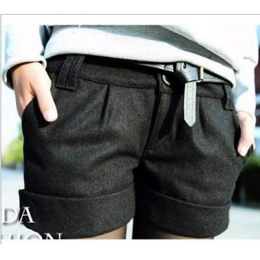 Herbst und Winter Women & ie Wolle Bootcut kurze Hosen und Grossen gleich groß lässige Shorts Schwarz Grauen