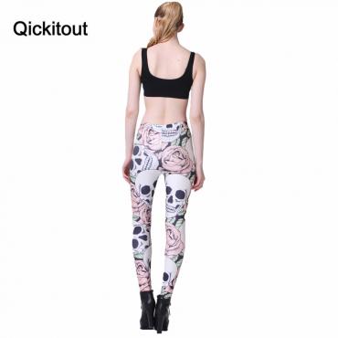 neue Mode Rose Schädel gedruckten Damen fitness Sportwear Leggings FeMininos Mode slim elastischen Hosen Fraue