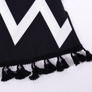 Sommer Damen Locker Chiffon Sommerkleid Vestidos welle Gestreiften Tassel Partei Strand Dress