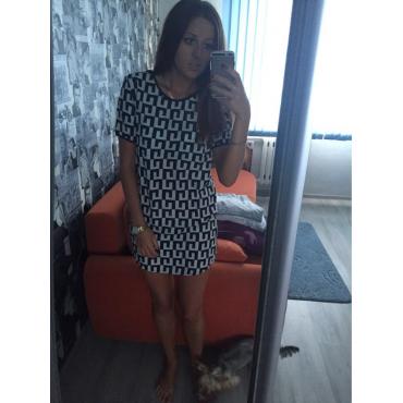 neue Mode Damen kausalen Chiffon Kleider kurze Ärmel o nacken Locker Mini Kleider Print Sommer Vestidos