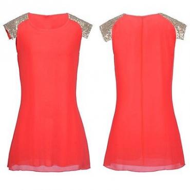 Damen mutterschaftsgeld Kleidung casual pailletten Ärmellose Chiffon Mini Kleid oder Schwanger