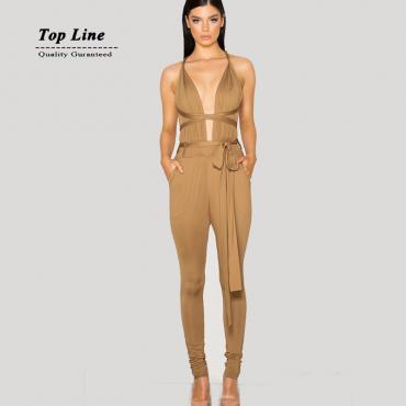 plus Size Sommer Rompers Womens Overall Ärmellose tief Spaghetti v Hals Fest Bodycon Playsuit