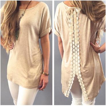 nach der aufspaltung Spitzen Bluse heften Mode Damen Spitzen T Shirt Sommer Weste Top kurze Ärmel Locker