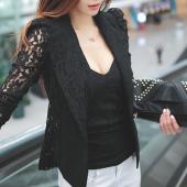 sexy Damen kurze Stil Spitzen lange Ärmel ein Knopf fit halten Bluse Jacke Mode Anzug