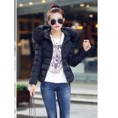 Damen Parkas Baumwolljacke weibliche Baumwolle Gepolsterte  Mantel Winter Grosse Pelz Collor mit Hoody