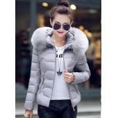 Damen Parkas Baumwolljacke weibliche Baumwolle Gepolsterte  Mantel Winter Grosse Pelz Collor mit Hoody