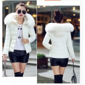 Damen Parkas Baumwolljacke weibliche Baumwolle Gepolsterte  Mantel Winter Grosse Pelz Collor mit Hoody