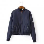 Damen Wattierte Jacke quilting Bomber Jacke kurz dünn Gepolsterte  Seite reißverschluss Ärmel Mantel piloten Hals