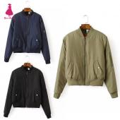 Damen Wattierte Jacke quilting Bomber Jacke kurz dünn Gepolsterte  Seite reißverschluss Ärmel Mantel piloten Hals