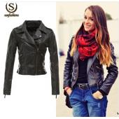 im Frühjahr Damen Mode Motorrad Lederjacke für Damen Nieten plusSize weibliche reißverschluss Motorrad