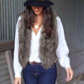 sali 1 PC Mantel Damen Ärmellose Jacke lange Haare Jacke Weste Weste s m l xl xxl