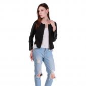 Top chic Stilvollen Damen Damen reißverschluss pu Leder lange Ärmel Patchwork Jacke fallen lässig Outwear Mantel