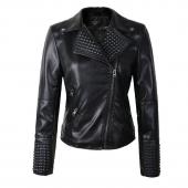 neue Damen Lederjacken Mode weiblicher Rivet Winter Motorrad Marke Mantel Outwear drop Shipping