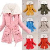 b kostenLoser Versand Winter 1575 neue Damen Gepolsterte  Jacke mit Fell Grösse Damen Süssigkeiten Farbe park