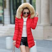 heißer Mode Damen Kleider Wintermantel waschbär Pelzkragen warme Mäntel Frau lange OberBekleidung Dicken Parkas daunenj