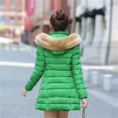 heißer Mode Damen Kleider Wintermantel waschbär Pelzkragen warme Mäntel Frau lange OberBekleidung Dicken Parkas daunenj