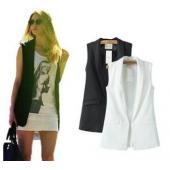 14092204 heißes Verkauf europäische Marke White Schwarze ForMalen lange Weste casaco Feminino Damen Mäntel und Jacken