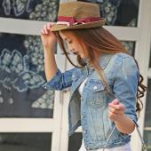 tc Damen Jeans Jacken kurzen Tops im Herbst lange Ärmel Jeans und Mantel Jahrgang hat für Damen Kleidung chaquetas