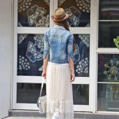 tc Damen Jeans Jacken kurzen Tops im Herbst lange Ärmel Jeans und Mantel Jahrgang hat für Damen Kleidung chaquetas