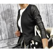 Damen pu Leder casual chic Stilvolles Top lange Ärmel Outwear Parka Jacke lxz02 Mantel reißverschluss Patchwork