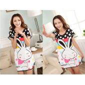 imc sehr süß Damen Cartoon Polka Dot Sleepshirt kurze Ärmel Nachtwäsche Mode Damen Nachthemden in einem