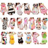 imc sehr süß Damen Cartoon Polka Dot Sleepshirt kurze Ärmel Nachtwäsche Mode Damen Nachthemden in einem