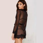 Damen Spitzenhöschen geschnittenen Robe mit Kimono Wimper Nachthemd sexy dessous