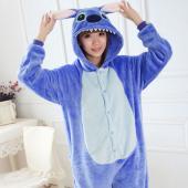 lilo und stitch Strampler unisex Onesies für Liebhaber Fleece Pyjama für Damen hat warme Tier Schlafanzug ein Stück