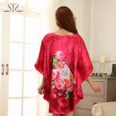 Nachthemd neuen Verkauf nach Hause Nacht Sleepshirt Sleepshirt Seide Schlafen Lounge Print hausMäntel für Damen 10114