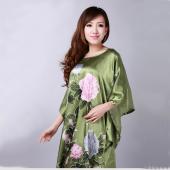neue Grüne Chinesische Damen Seide Rayon Gewand Locker Lounge Nachthemd Kimono Kleid Nachtwäsche Bad Pyjama plus size