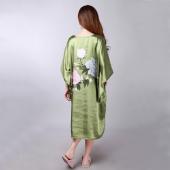 neue Grüne Chinesische Damen Seide Rayon Gewand Locker Lounge Nachthemd Kimono Kleid Nachtwäsche Bad Pyjama plus size