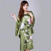 neue Grüne Chinesische Damen Seide Rayon Gewand Locker Lounge Nachthemd Kimono Kleid Nachtwäsche Bad Pyjama plus size