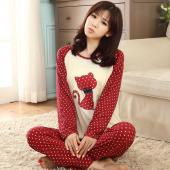 neue Mode lässige Pyjama Setzt Damen Pyjama lange Ärmel o Hals Lady Baumwolle Nachtwäsche Nachtwäsche Schlafen