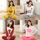 neue Mode lässige Pyjama Setzt Damen Pyjama lange Ärmel o Hals Lady Baumwolle Nachtwäsche Nachtwäsche Schlafen