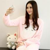 Winter neue Verdickte süß geschlafen Eule korallen Vlies Pyjama inneneinrichtungsgegenstände Anzug sAmt nach Hause trage